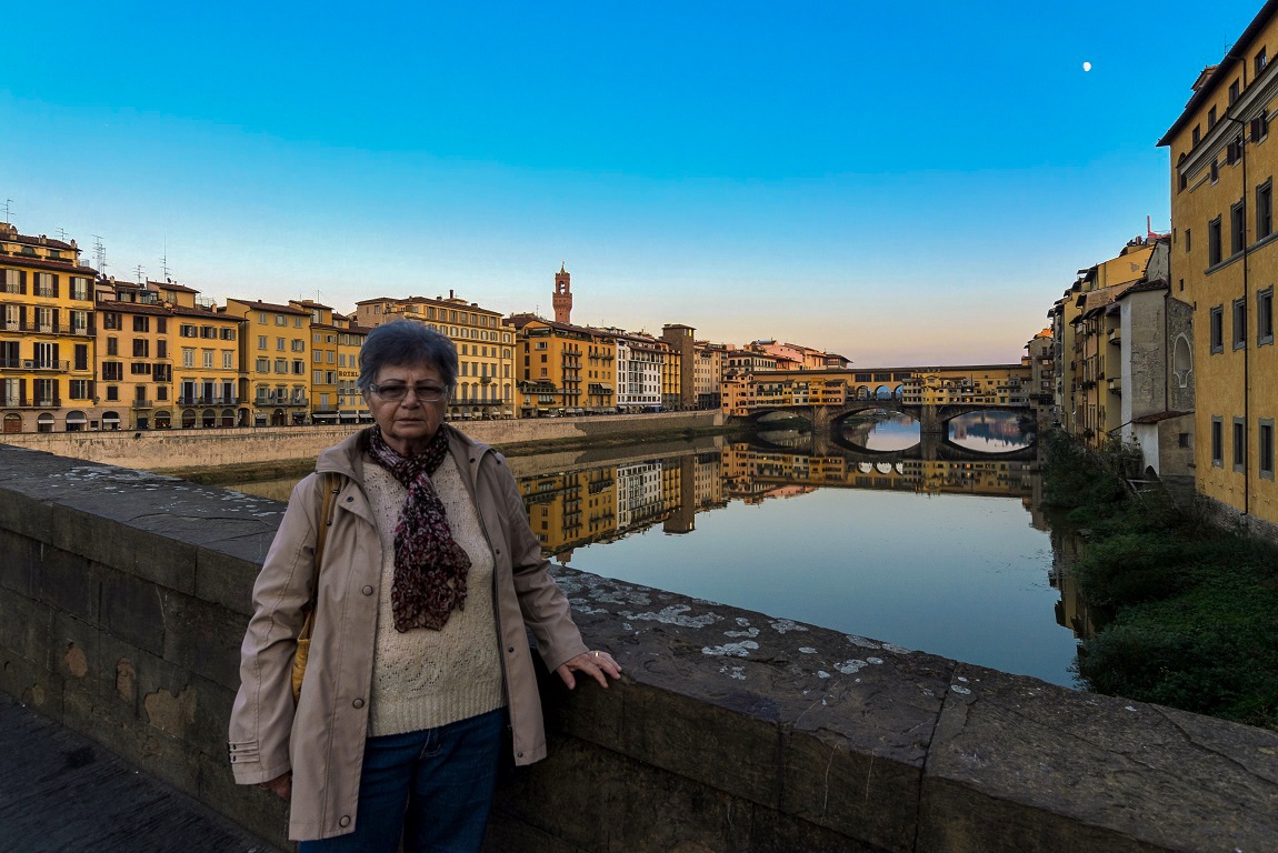 my mom on the Ponte Santa Trinita, Florence...
