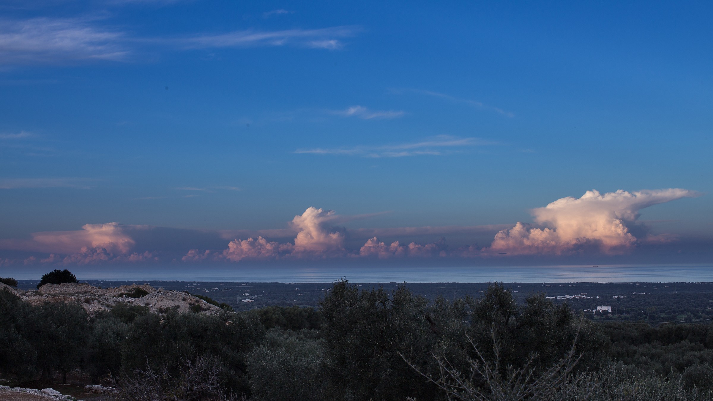 sky clouds sea olive...