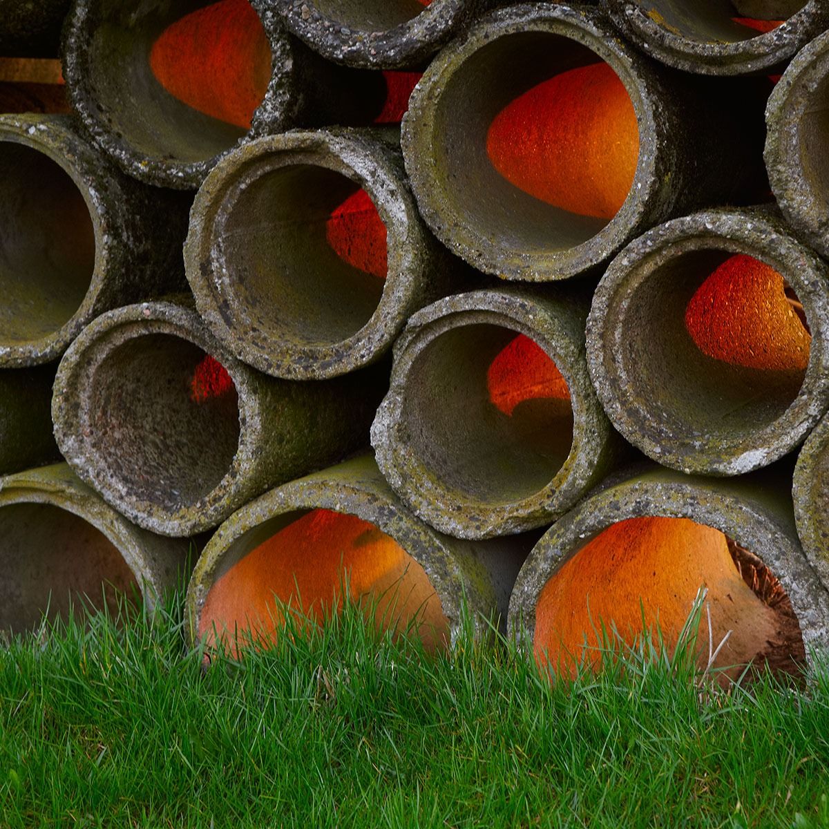 Abbiategrasso: Luggage concrete pipes at sunset...