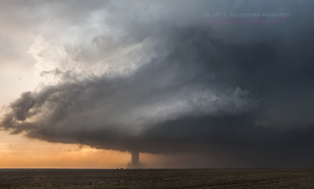 Tornado and storm at sunset...
