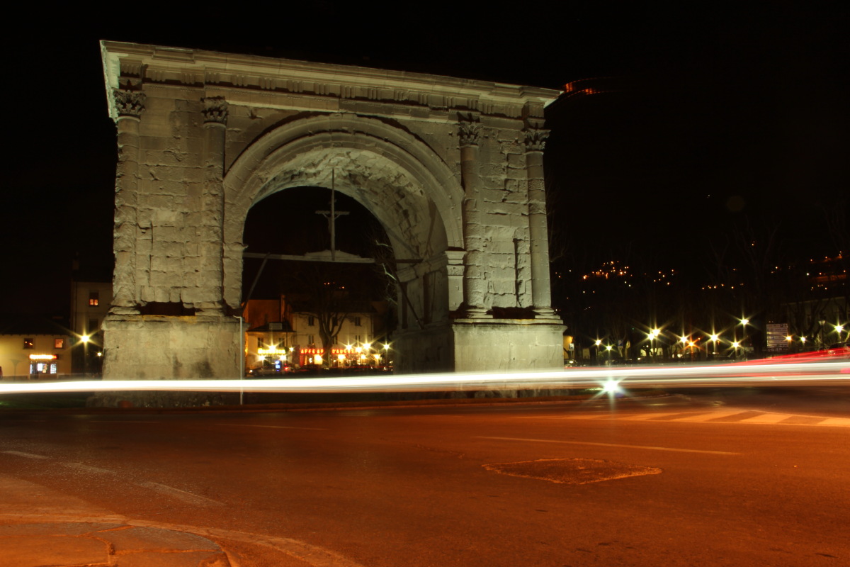 Arch of Augustus at night...