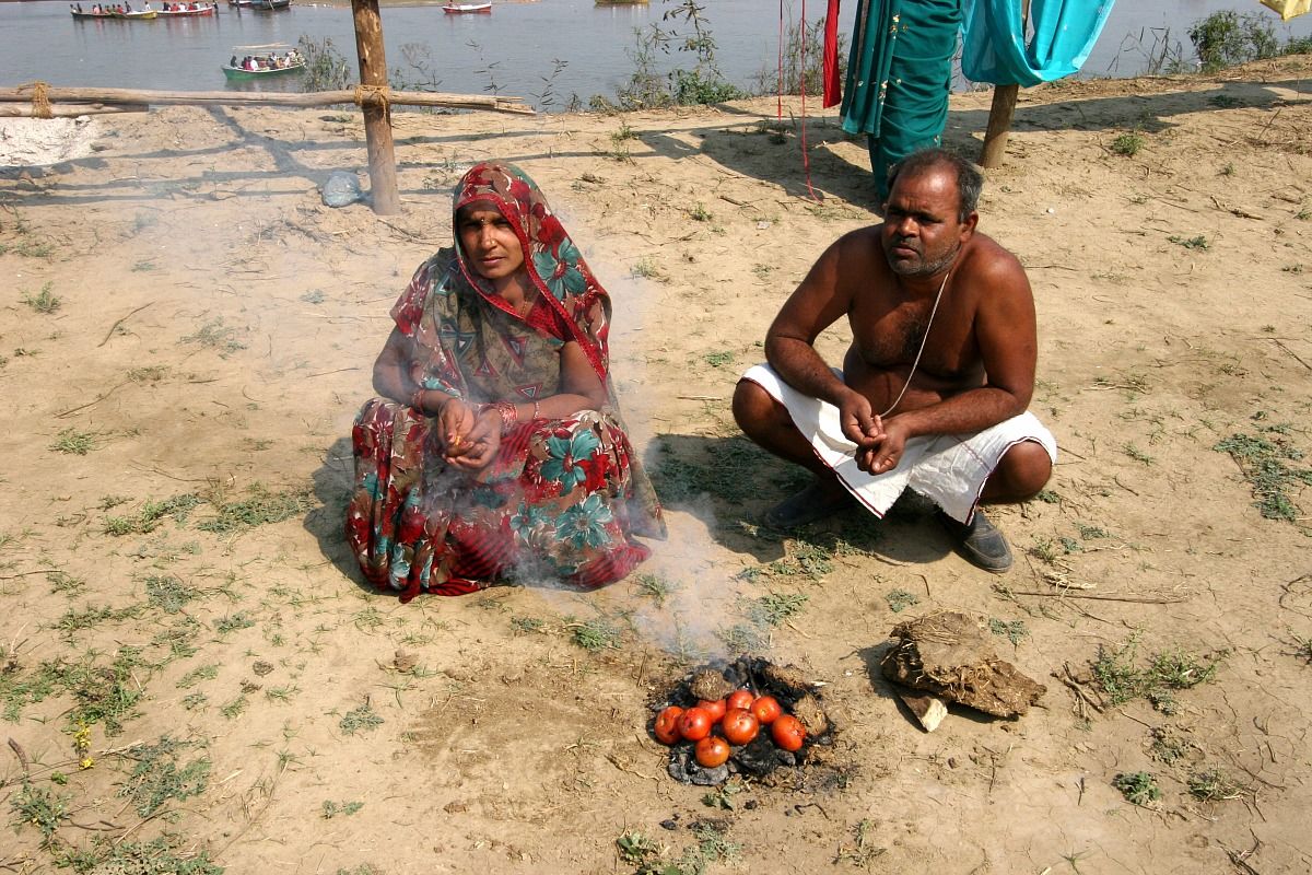 On the right bank of the Ganges...