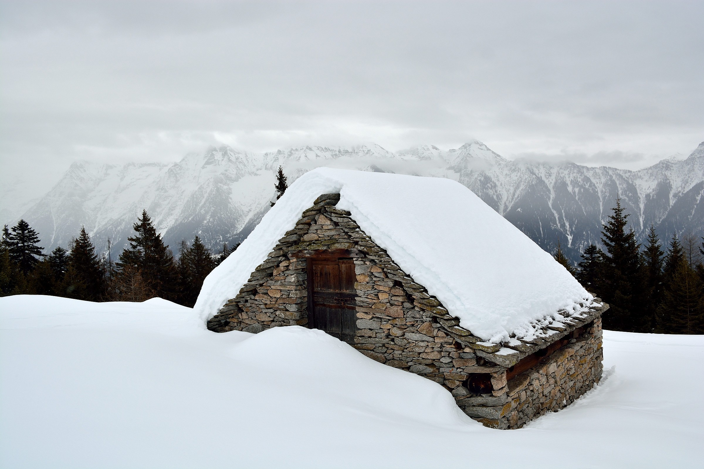 by Cravegna Alpe Deccia snowshoeing...