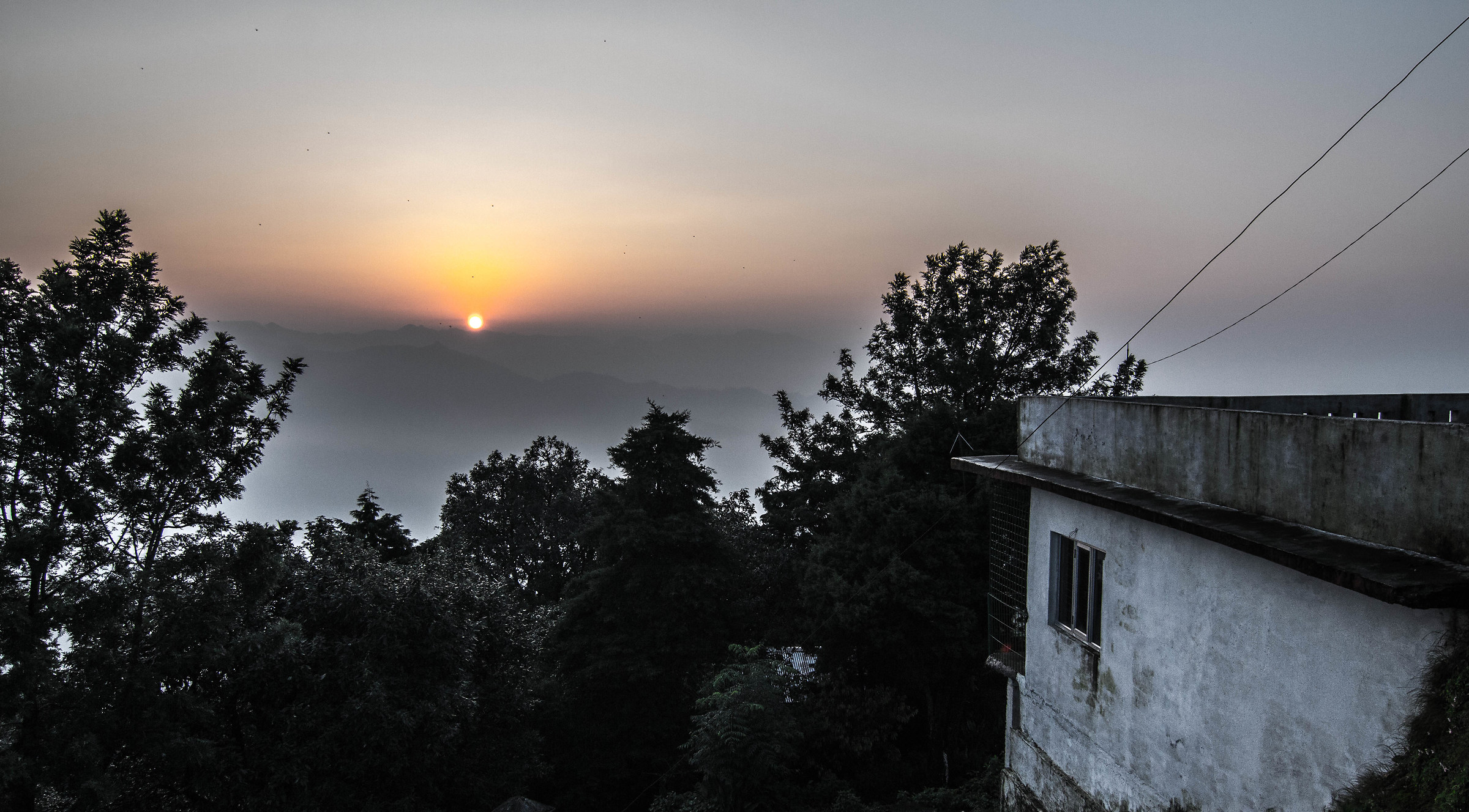Dawn at the foot of the Himalayas...