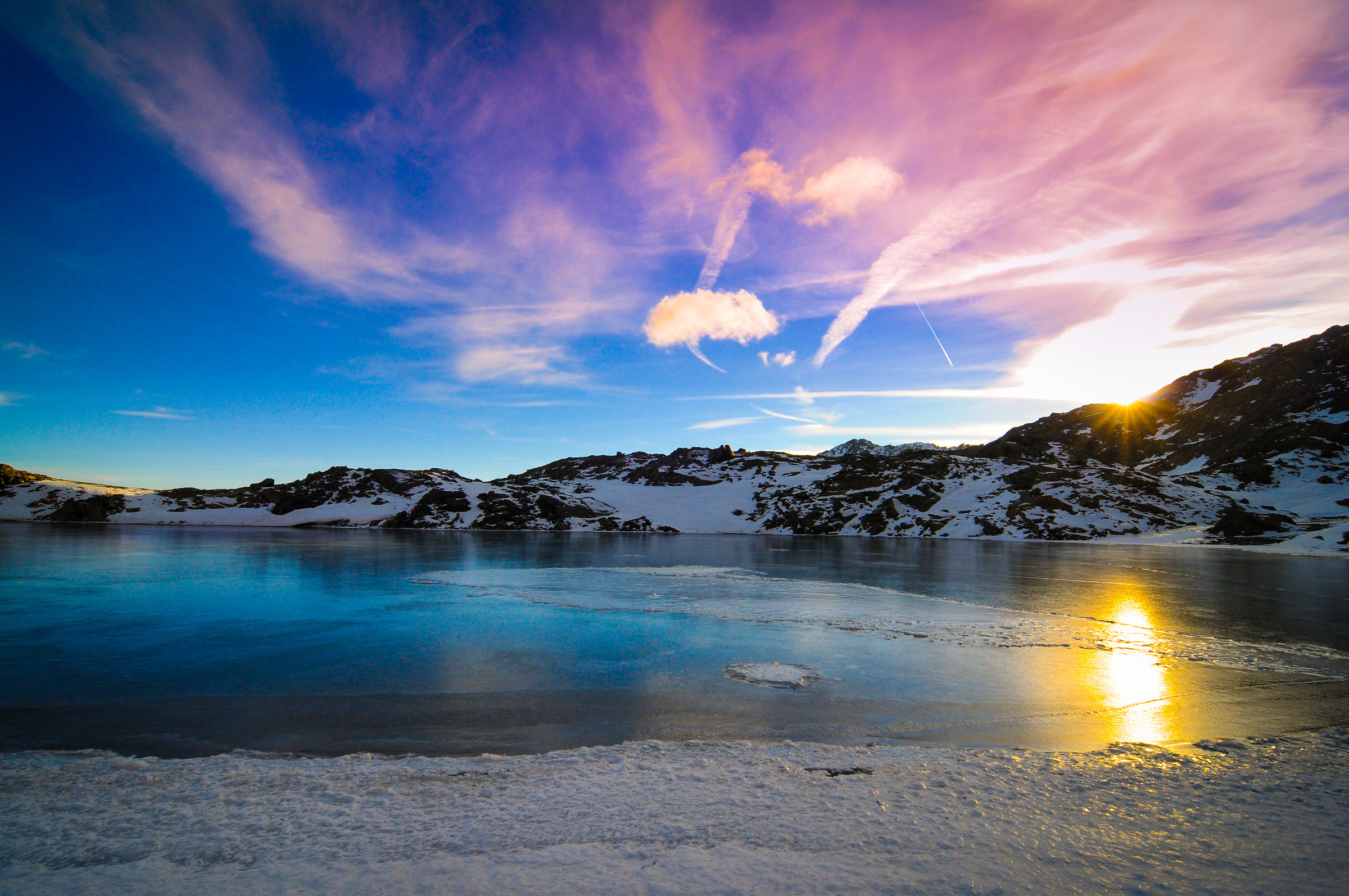 Last rays of light at Lake Ercavallo high...