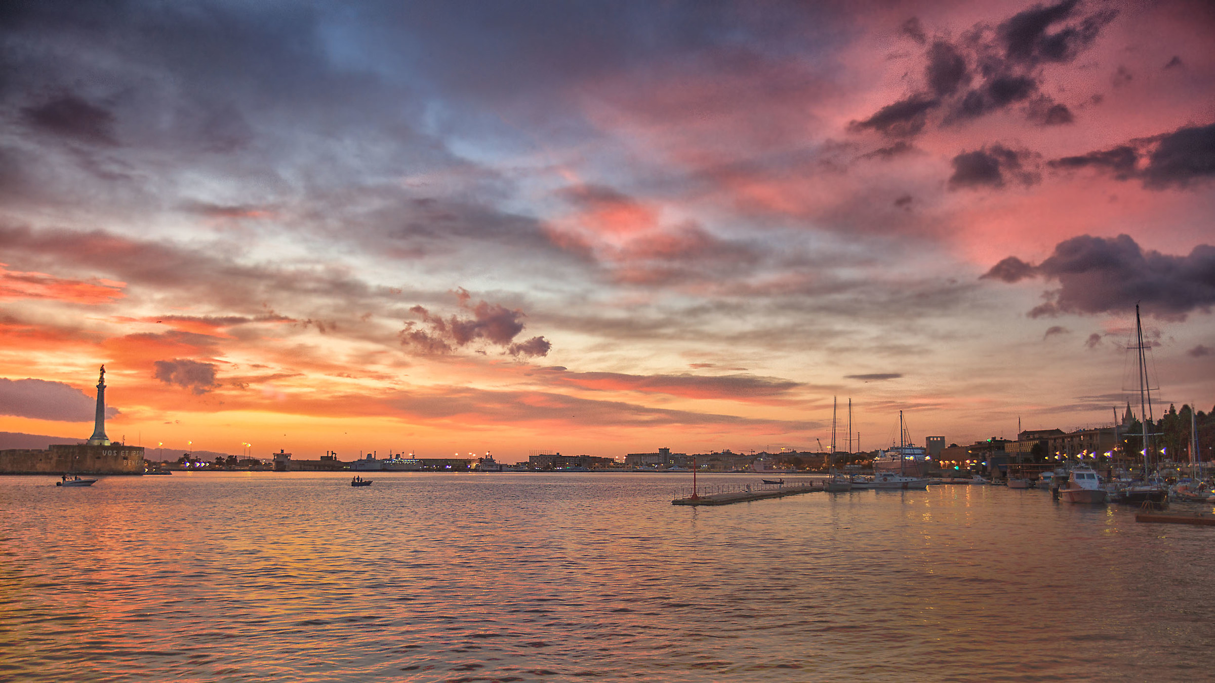 Sunrise over the port of Messina...