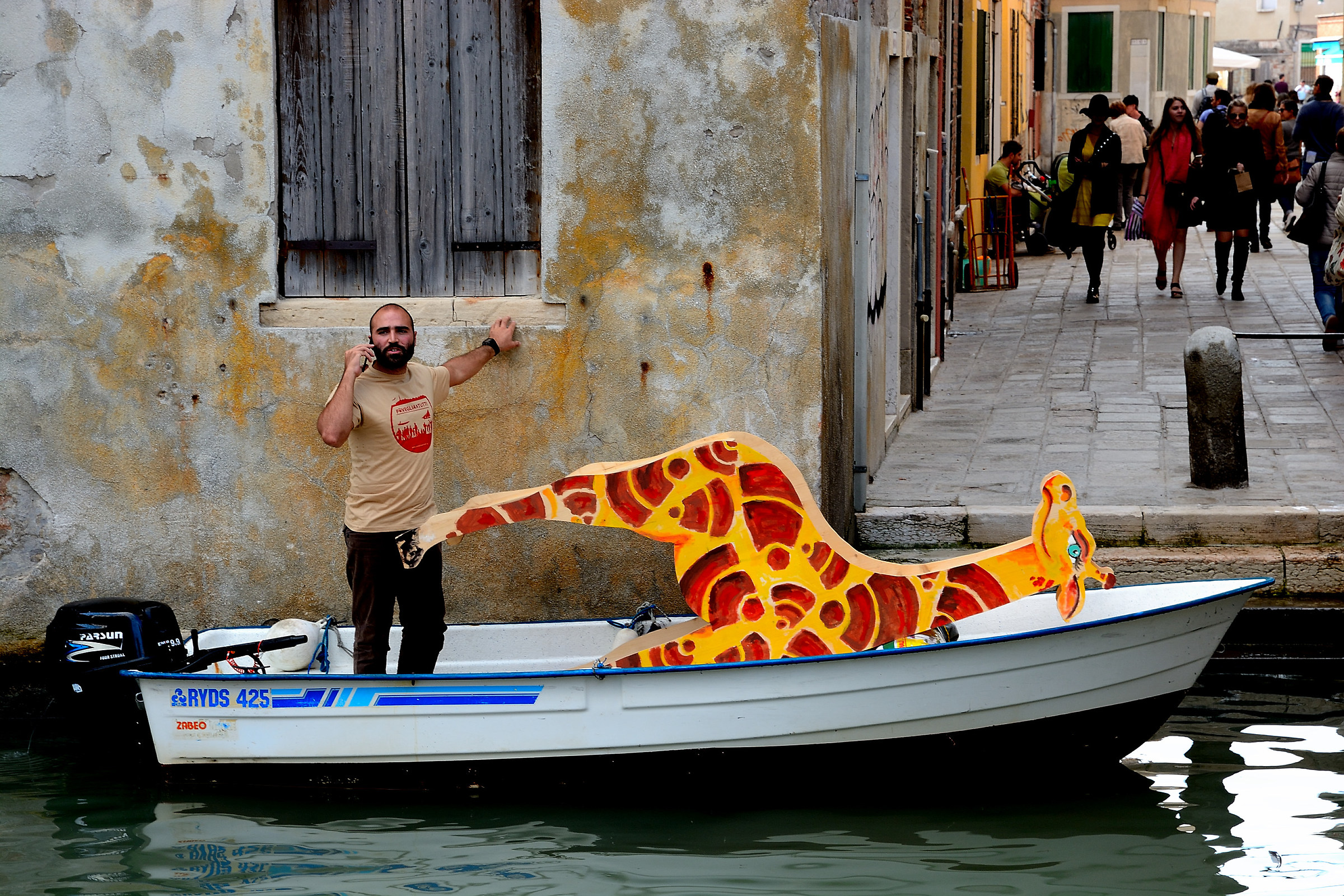 giraffe walking around Venice...