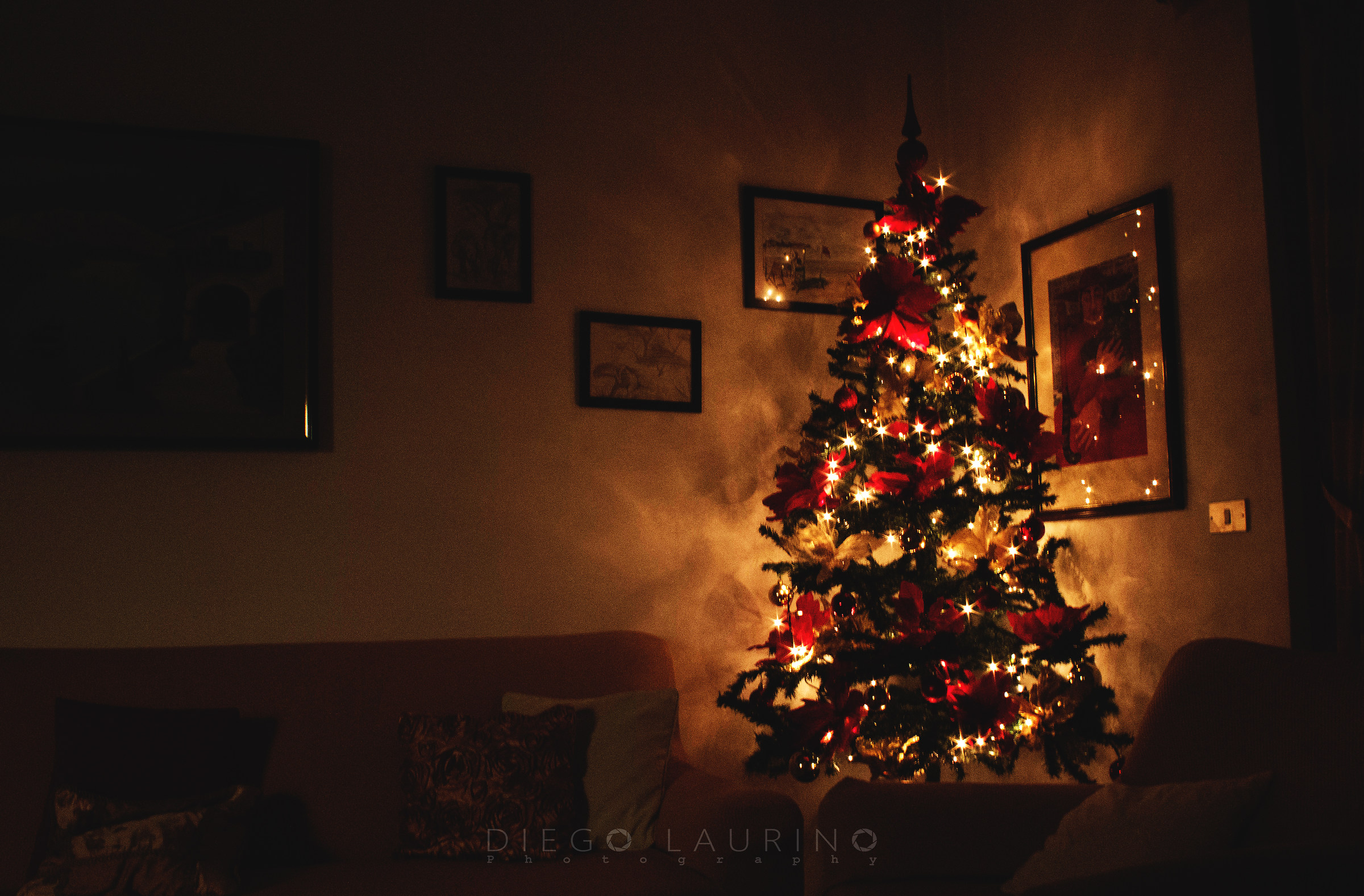 The Christmas tree is like a fire...