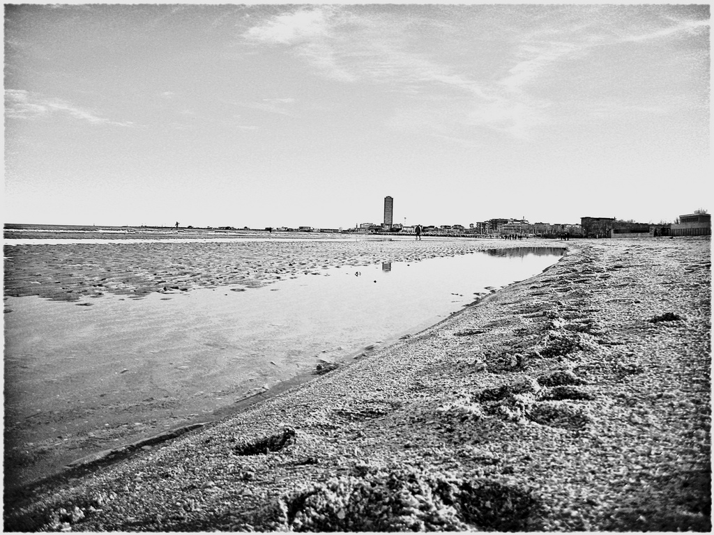 Walking by the sea B & W...