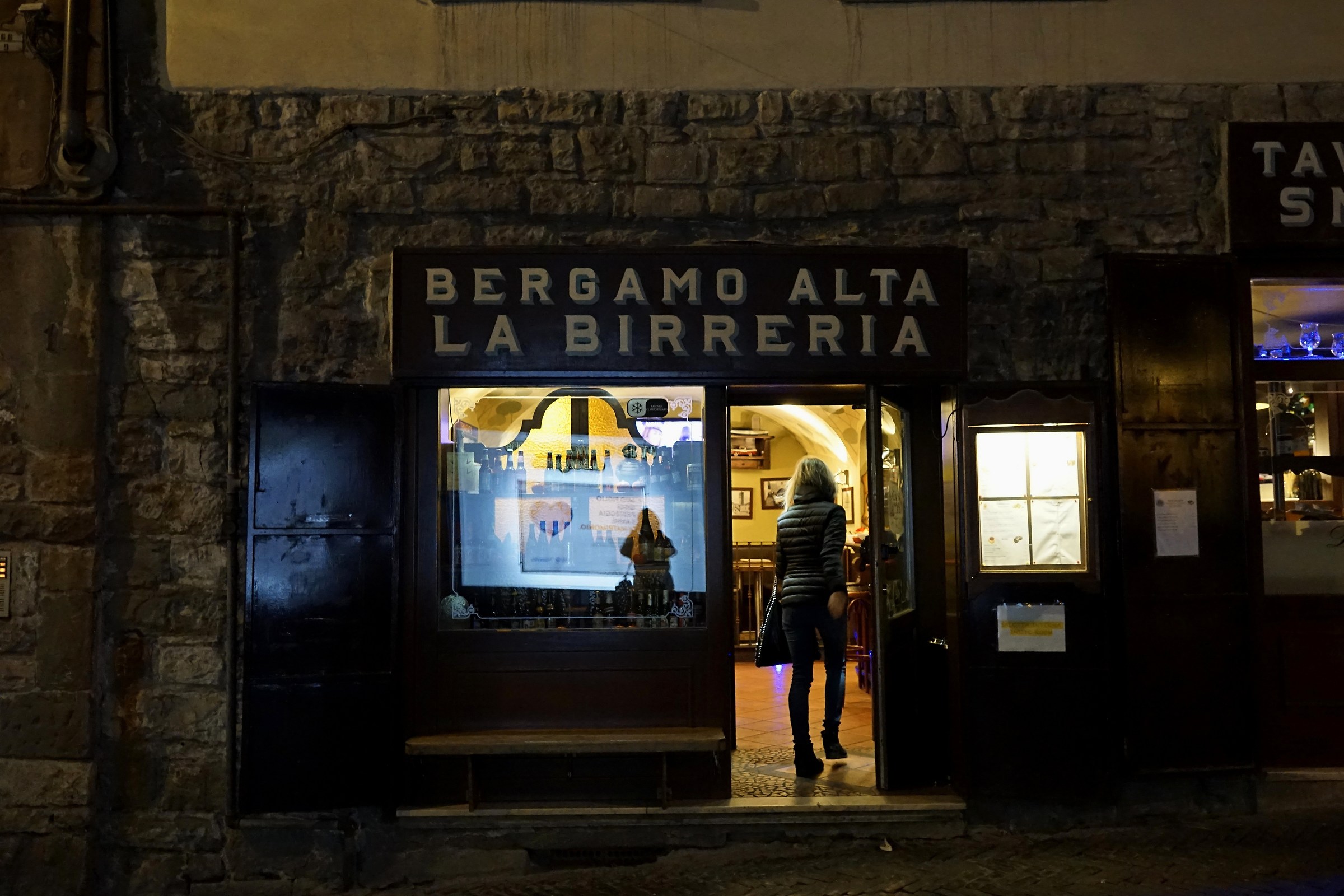 Night walk in the historic center of Bergamo Alto...