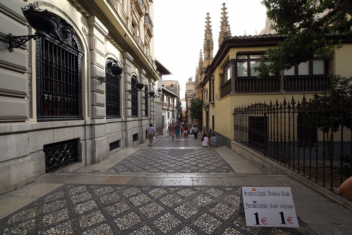 Street near the Cathedral of Granada - Spain...