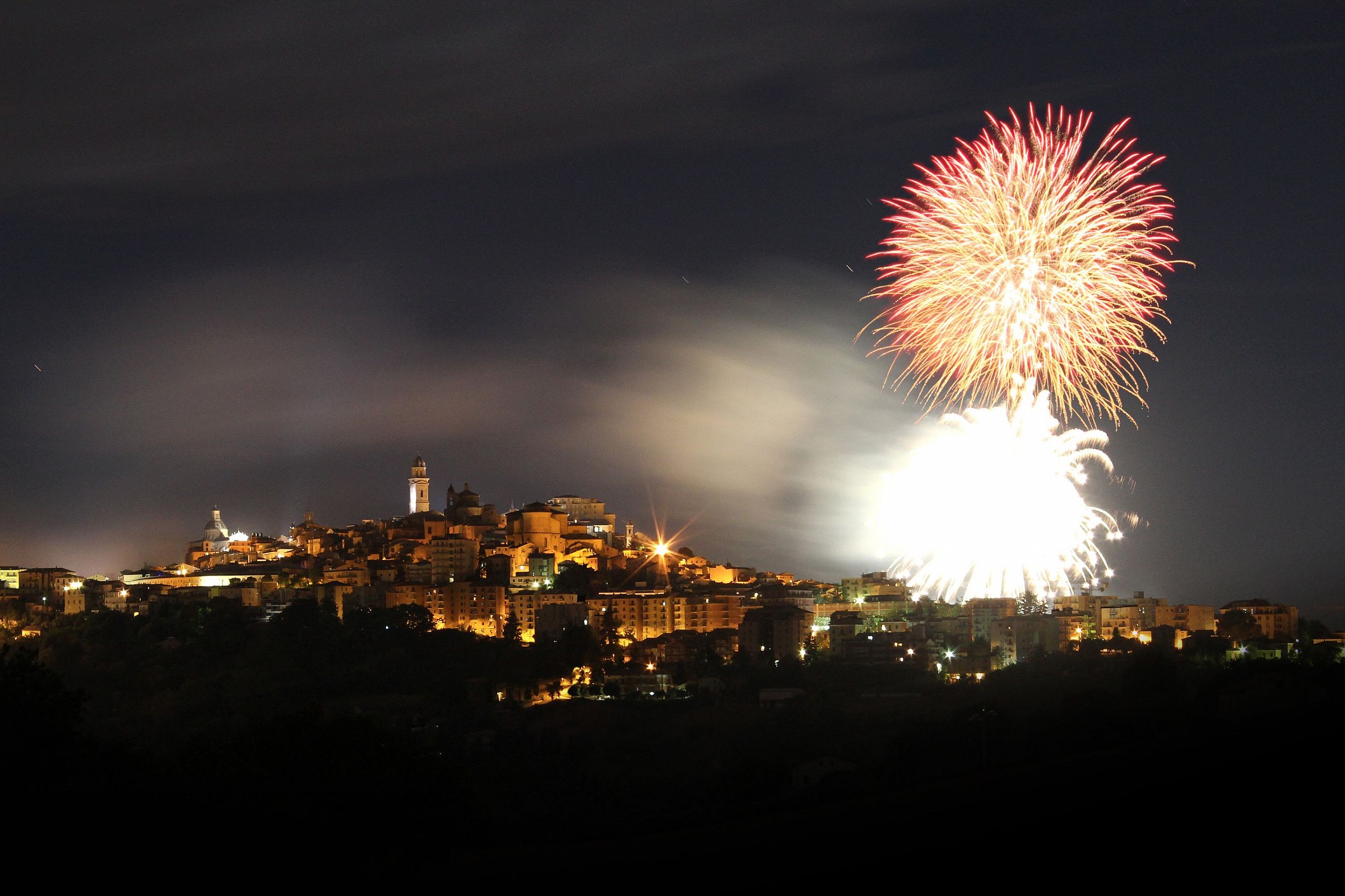 Macerata with fireworks...