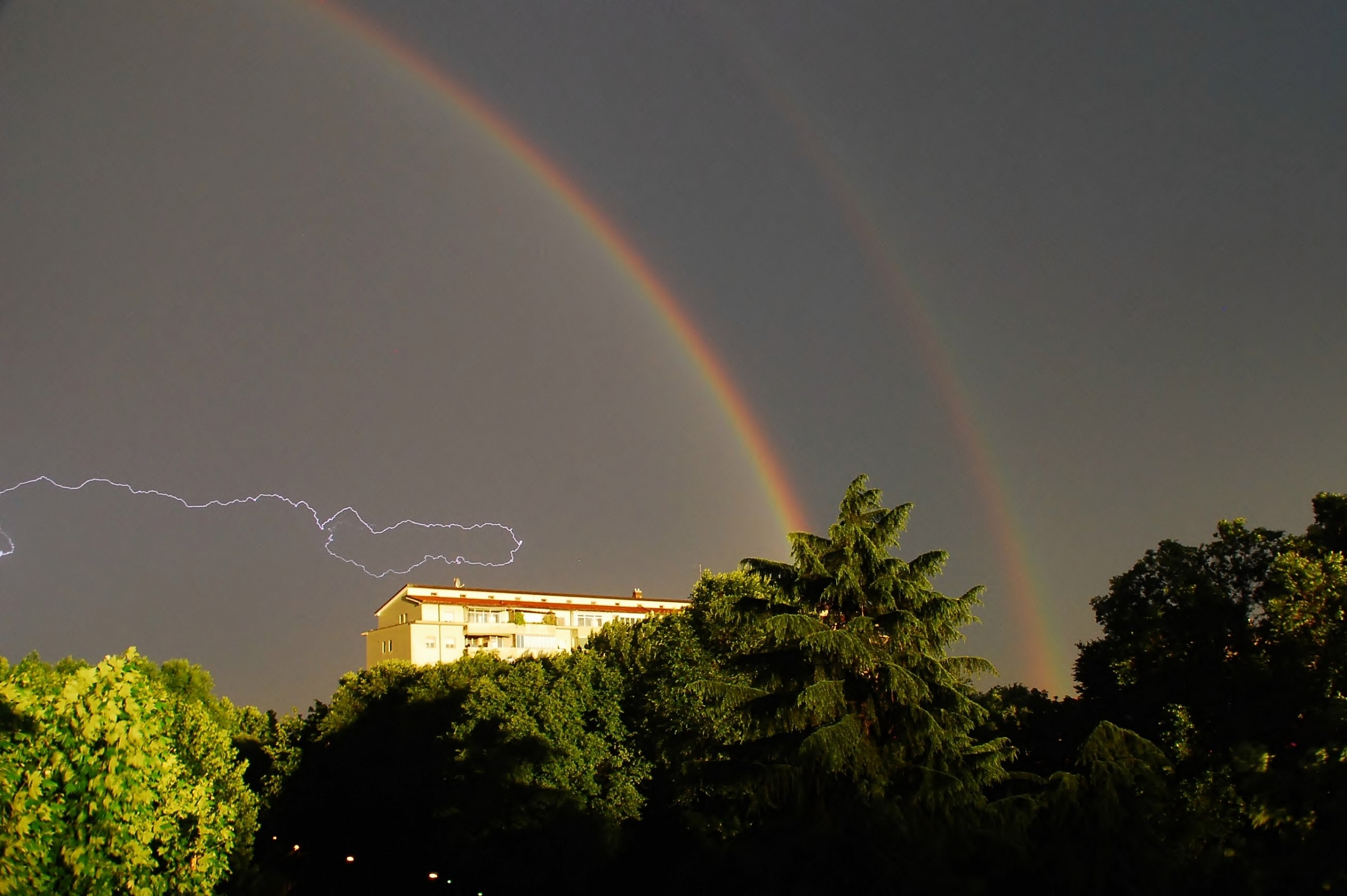 Double rainbow with lightning...