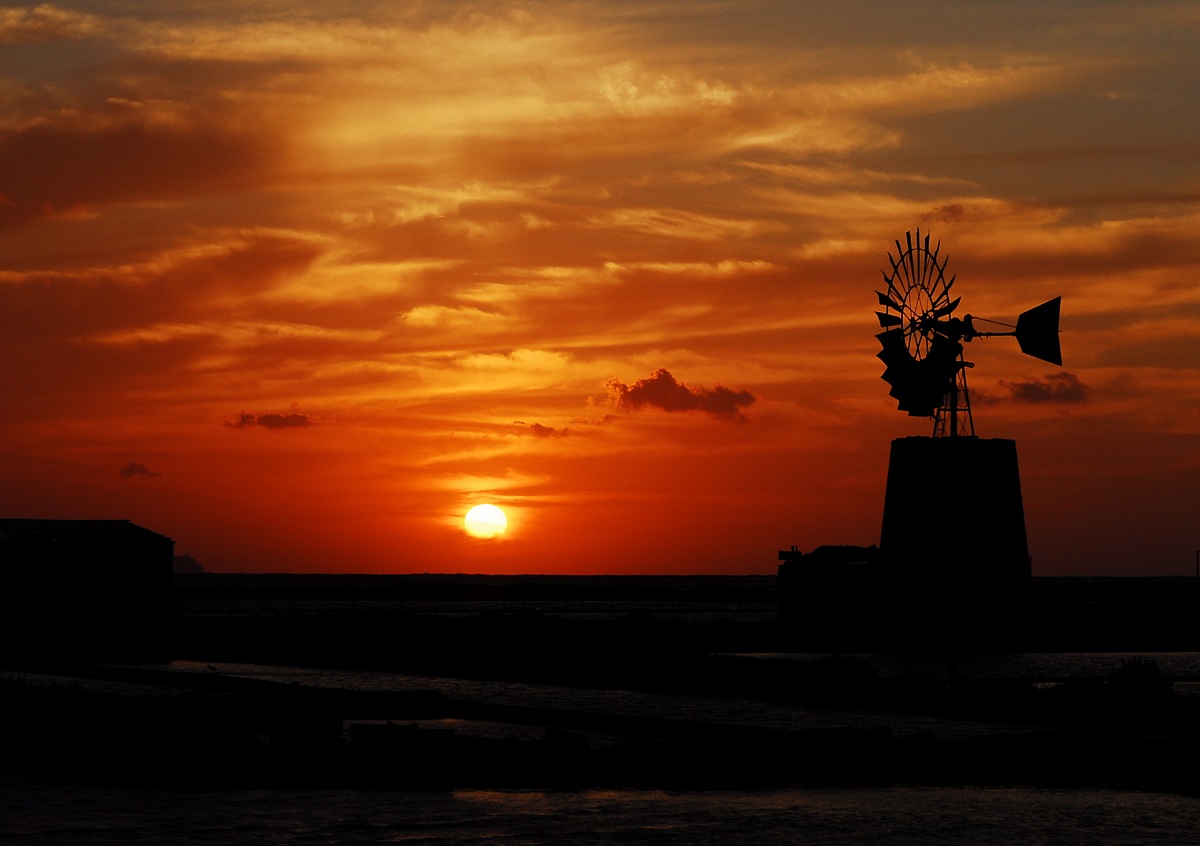 Sunset over the salt pans of Trapani...
