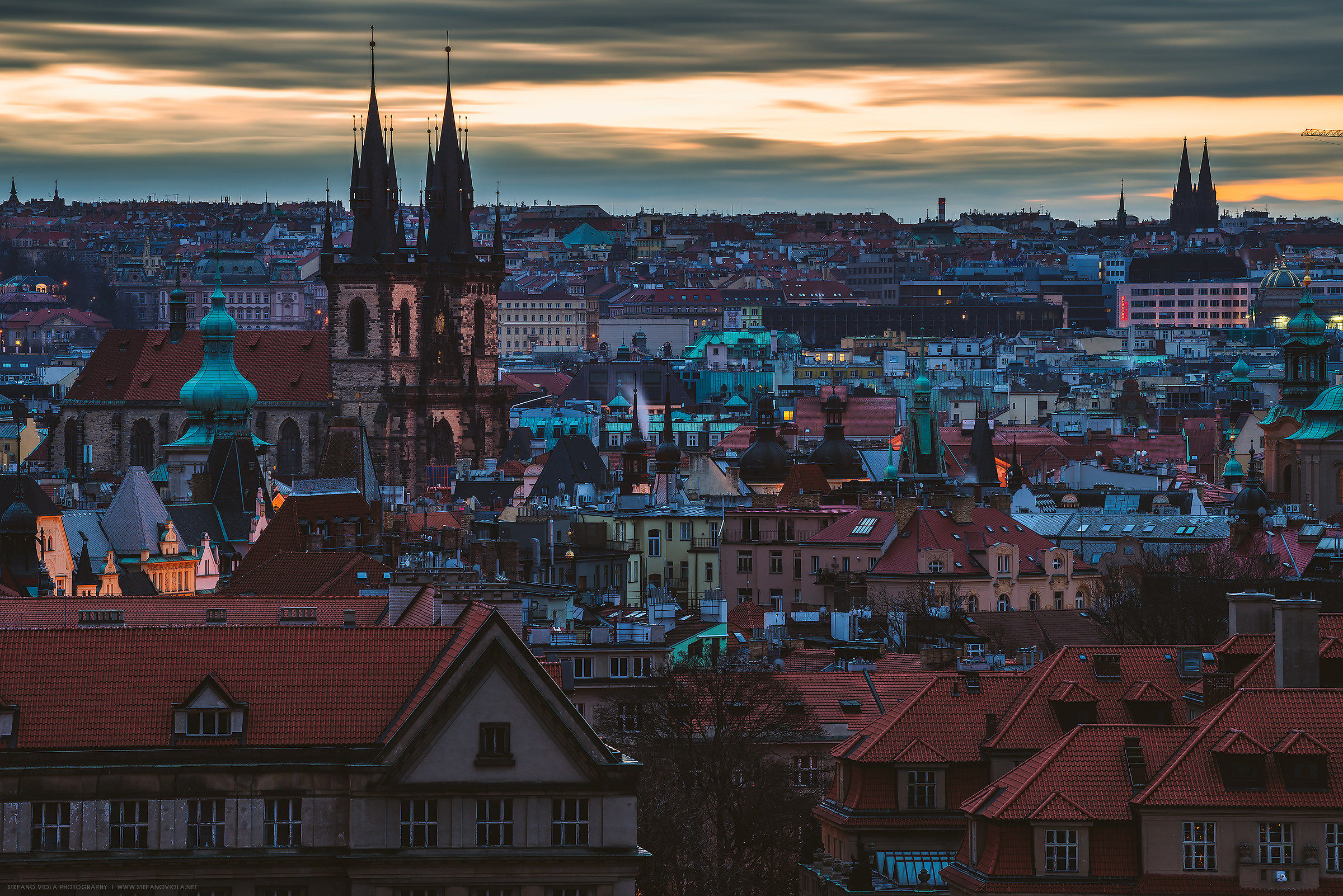Sunset on the rooftops of Prague...