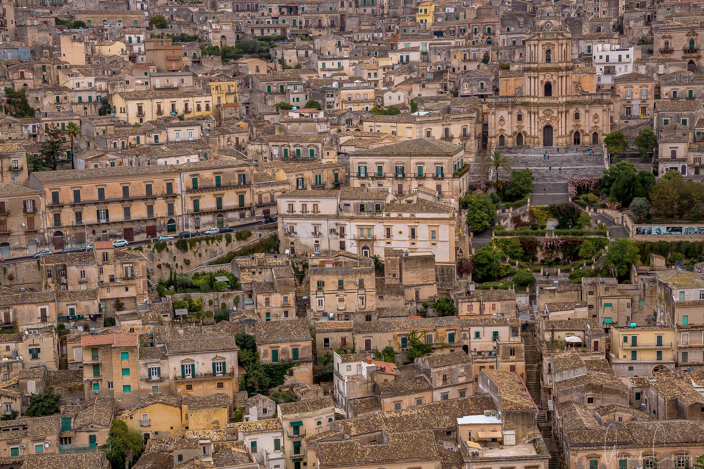 The tangle of streets and houses of Modica...