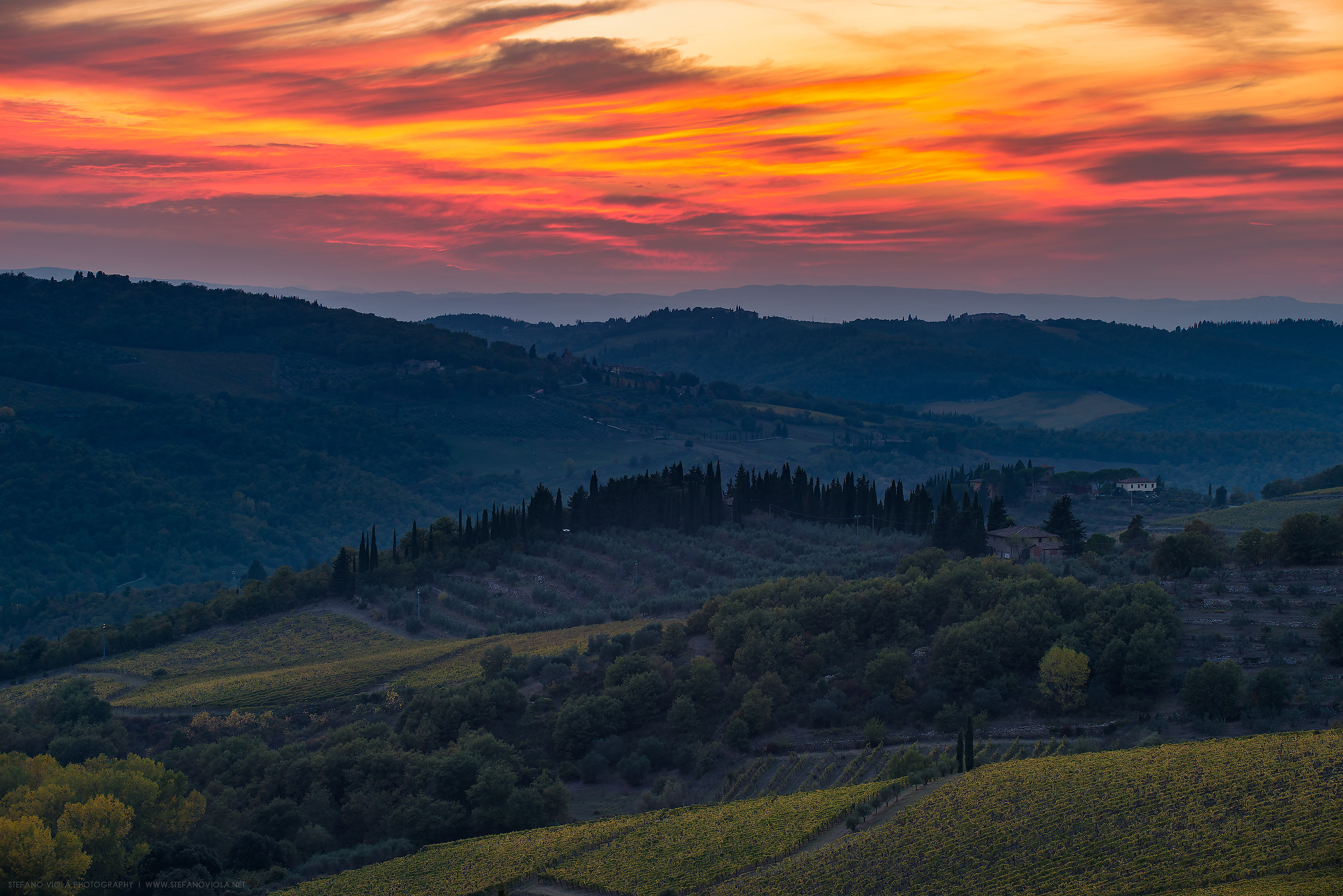 Le colline del Chianti al tramonto...