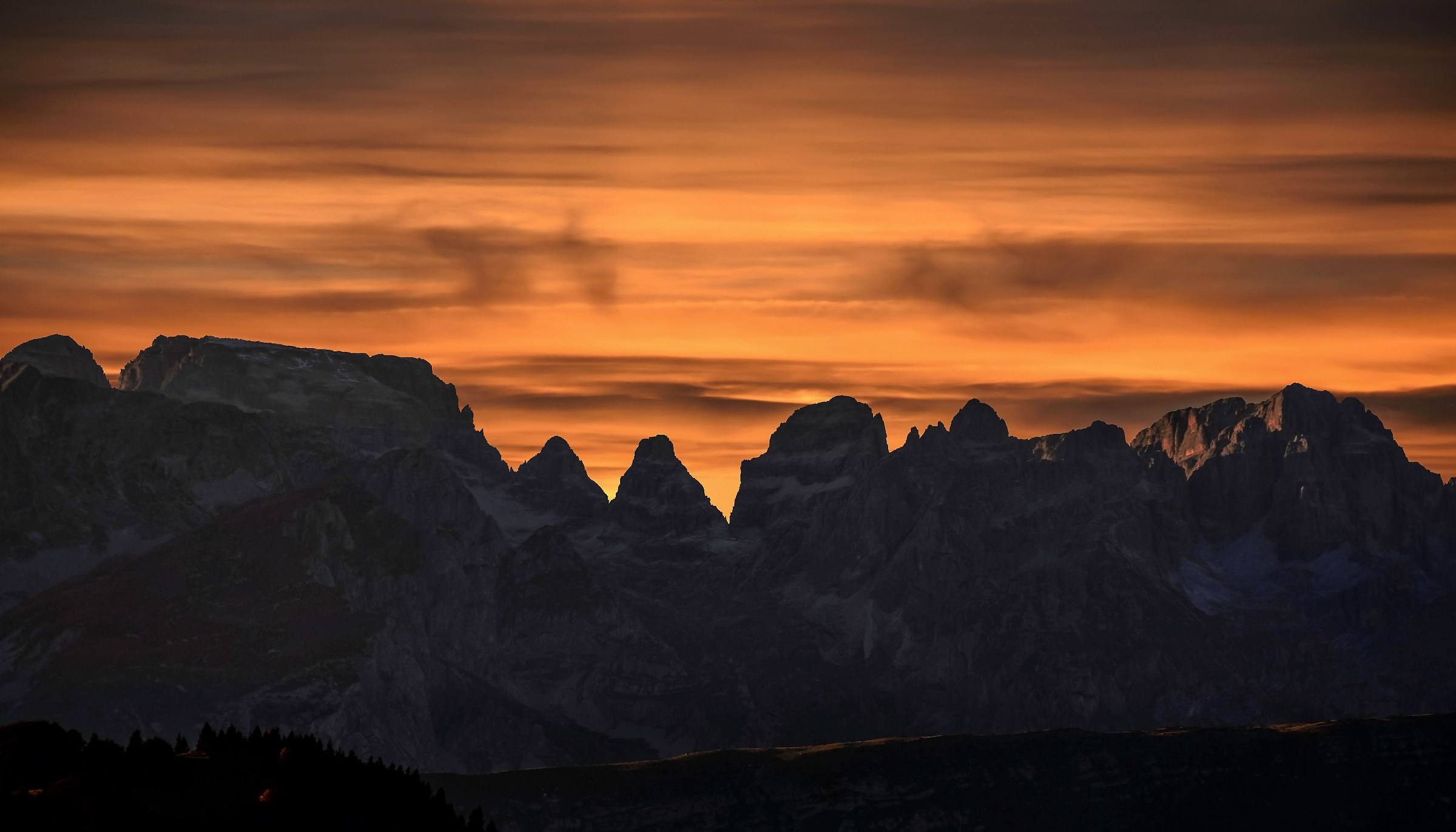 The Brenta Dolomites in Silhouette...