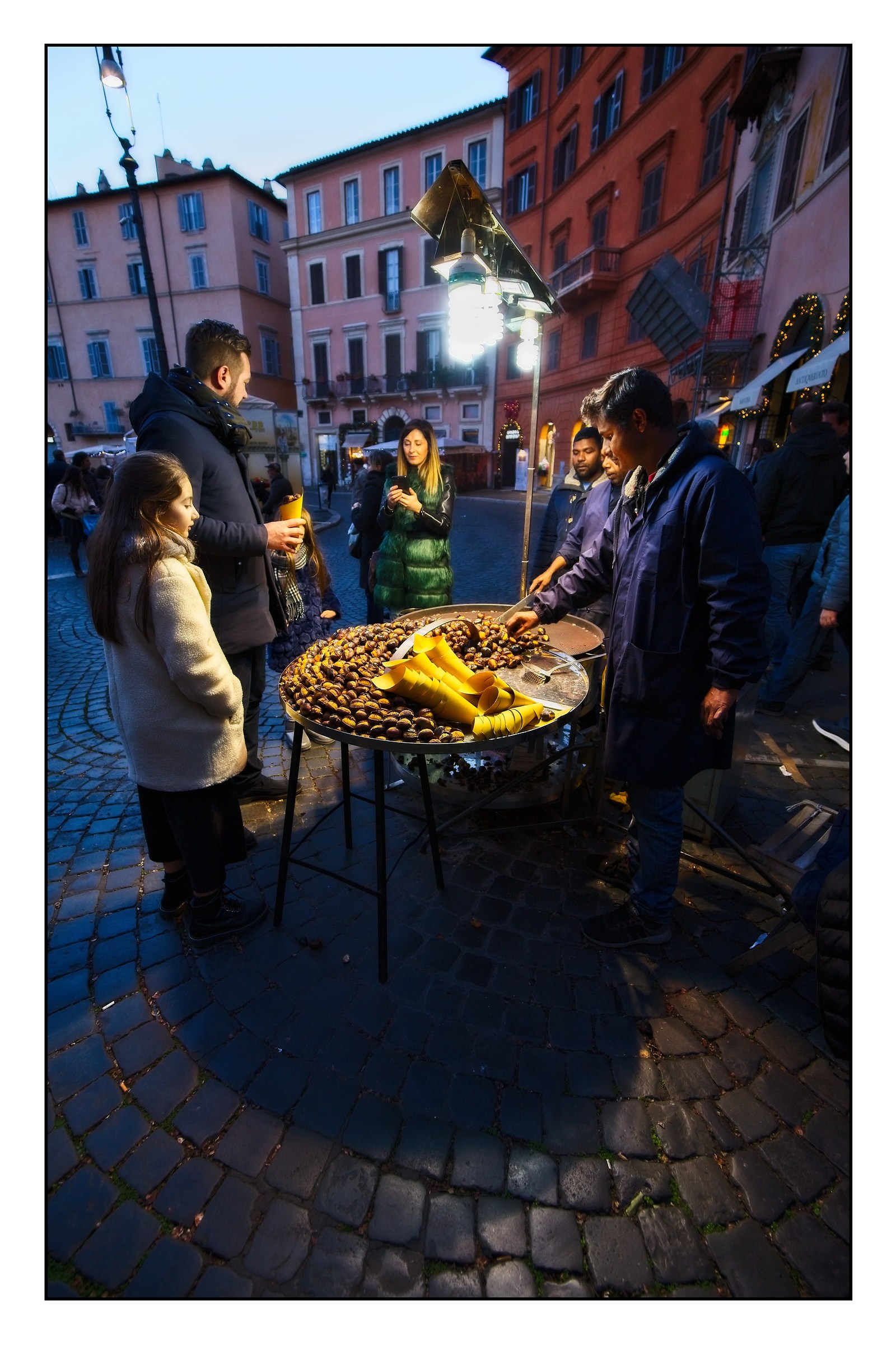 Roasted chestnuts in Piazza Navona...