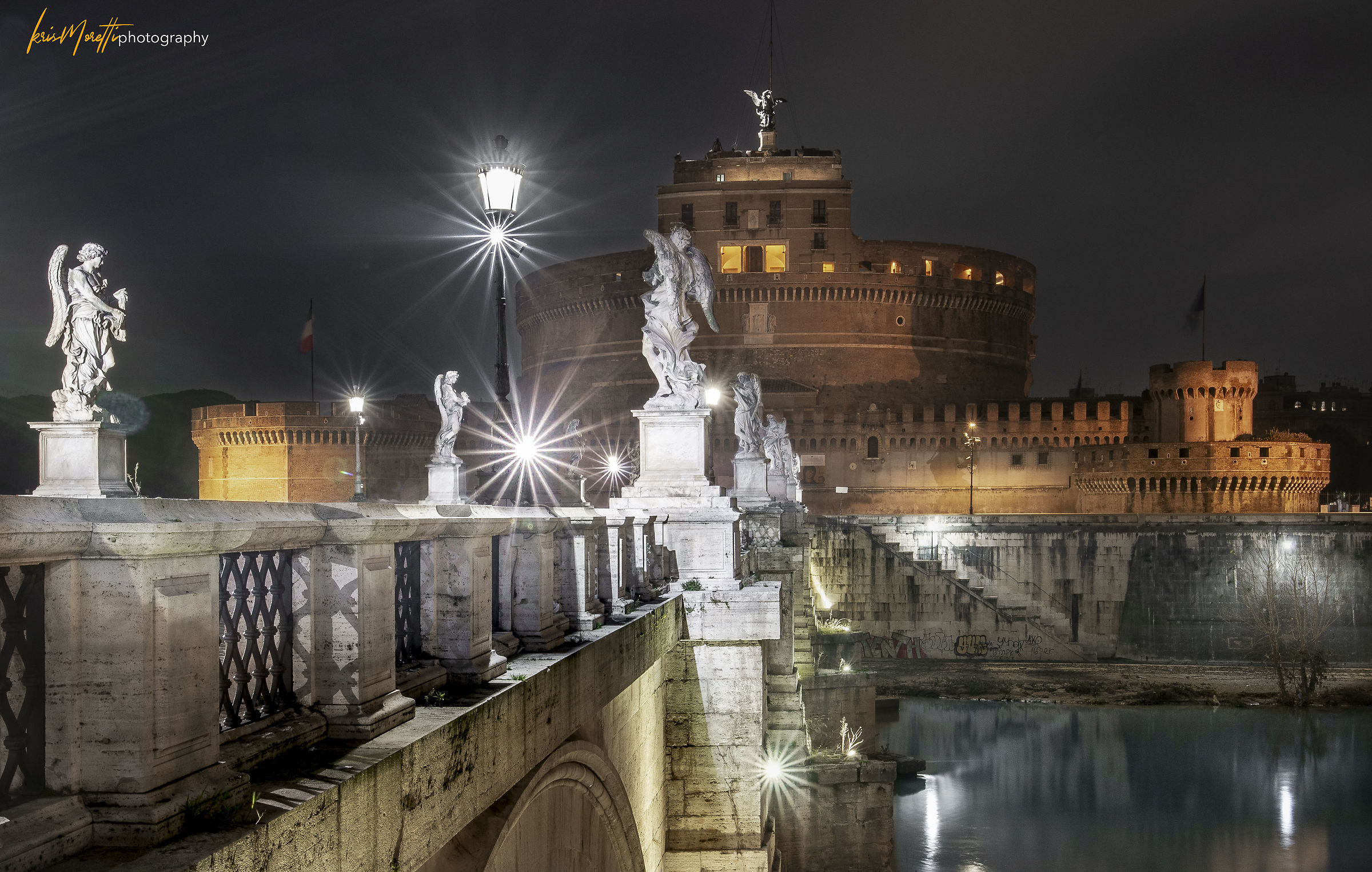 The lights and shadows of the Castel Sant'Angelo...
