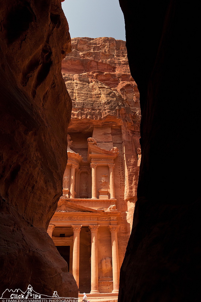 The facade of the Treasury in Petra...
