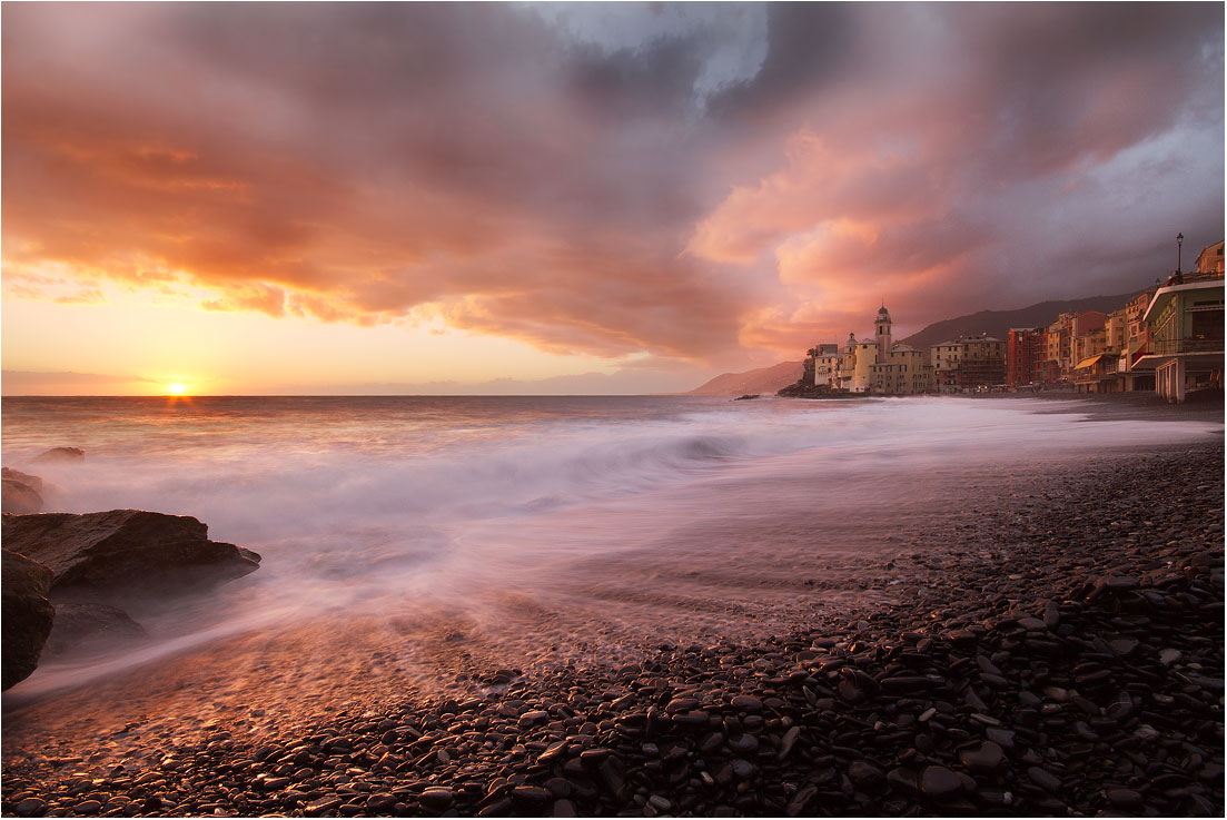waves and reflections in Camogli (ge)...