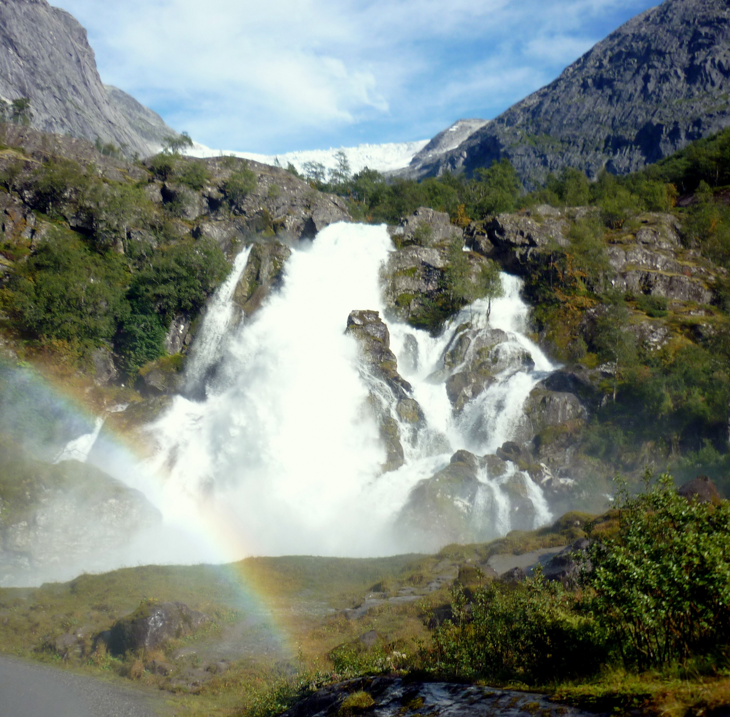Glacier, waterfall and rainbow...
