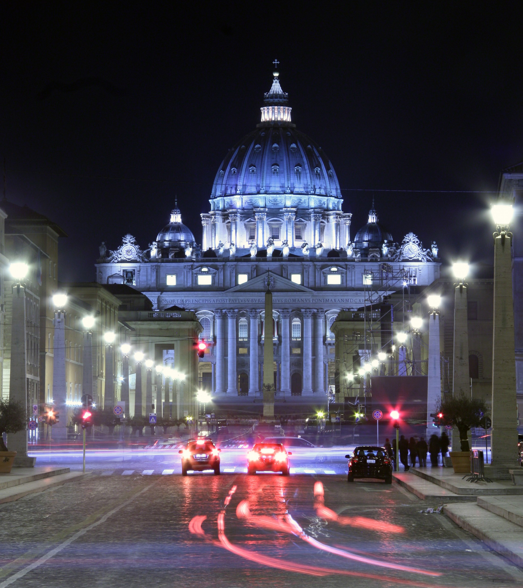 St. Peter's Basilica at night...