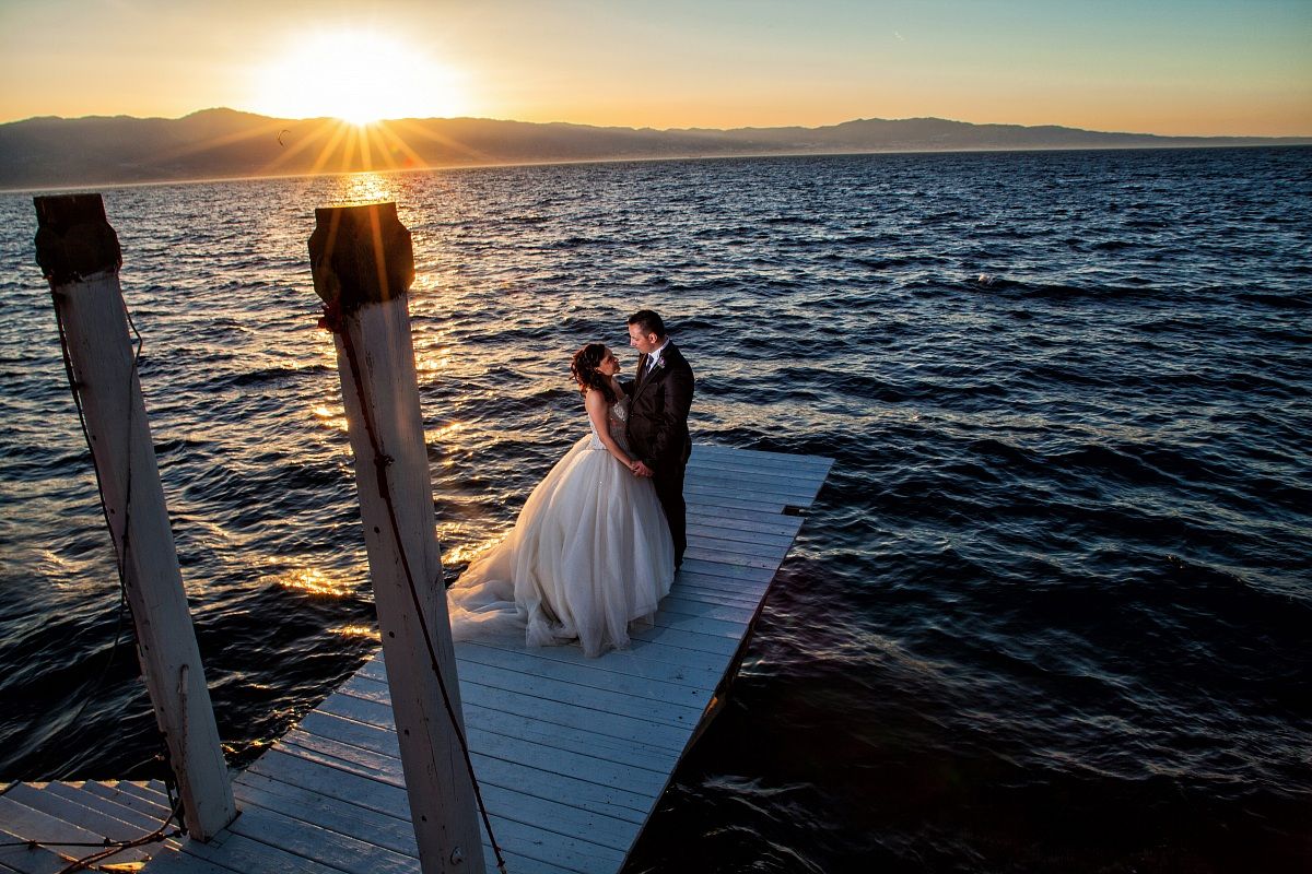 Wedding couple at sunset...