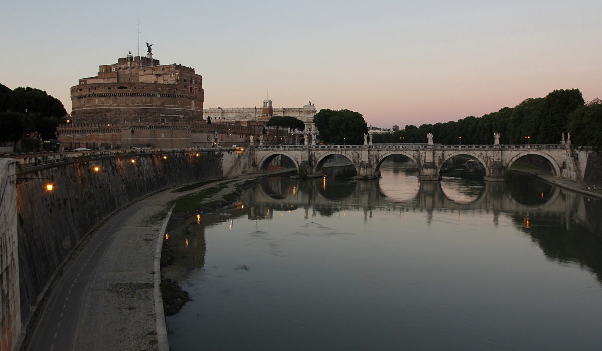 Rome Tiber River and Castel Sant'Angelo...