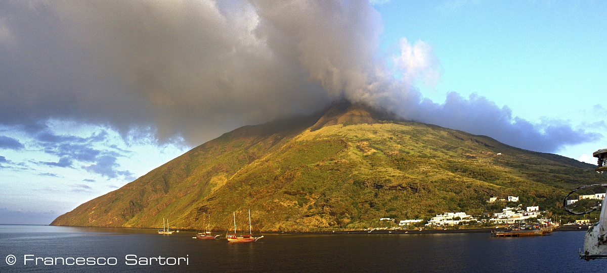 Stromboli at dawn from the sea...