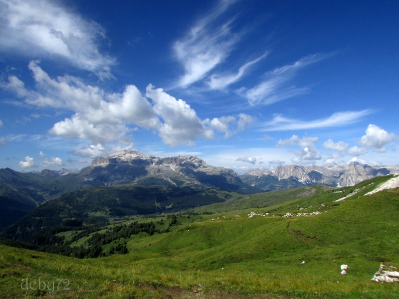 The Pordoi and the mountains of Val Gardena...