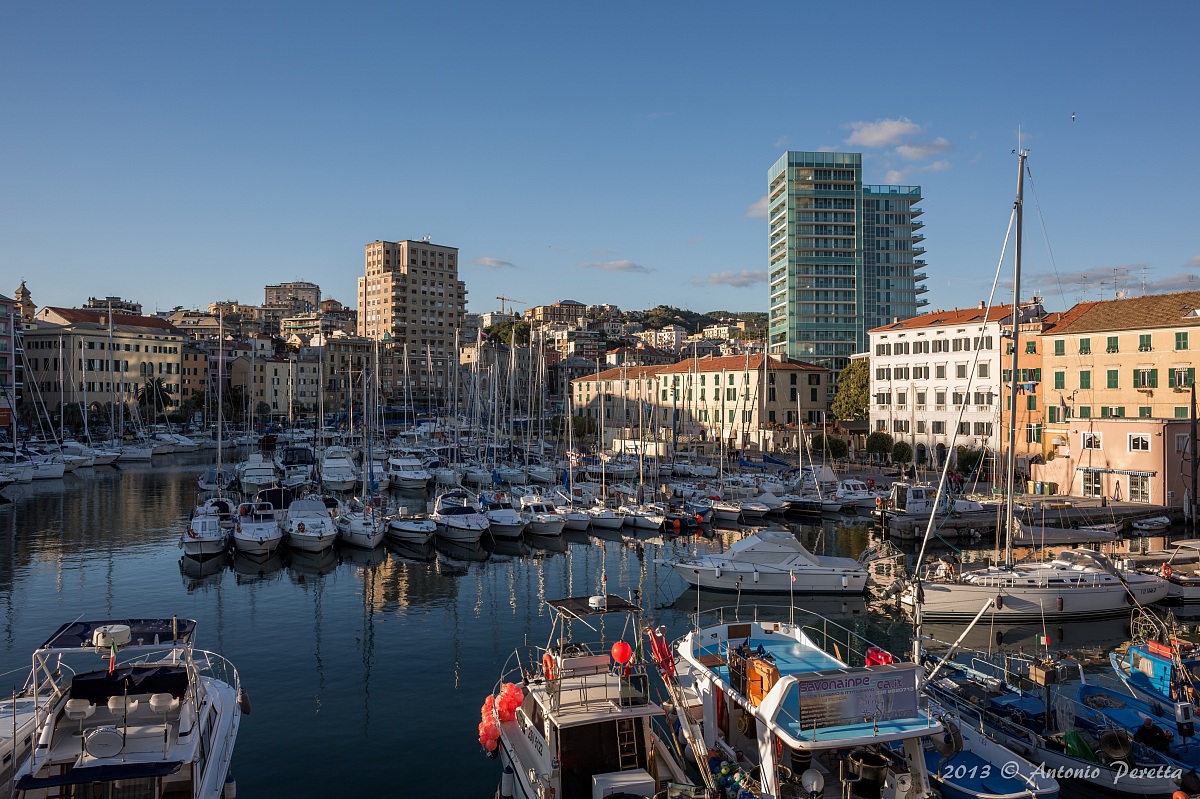 The Port of Savona in October at 'dusk...