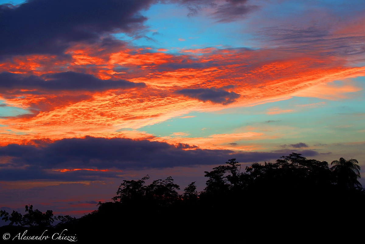 Panama, fiery sunset...