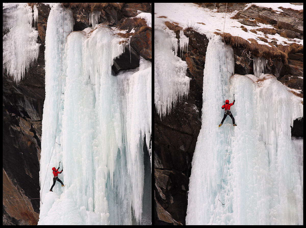 Climbing on ice...