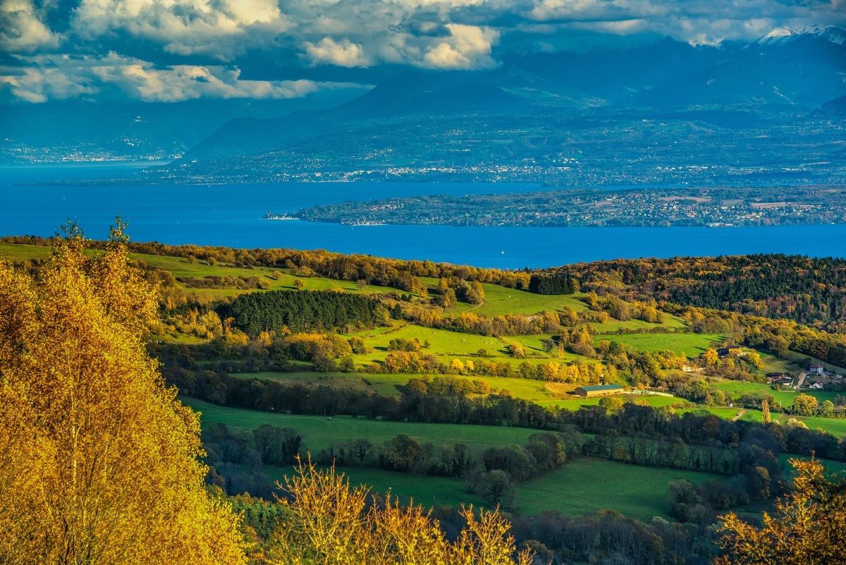 France - View on Leman lake from Pays de Gex...