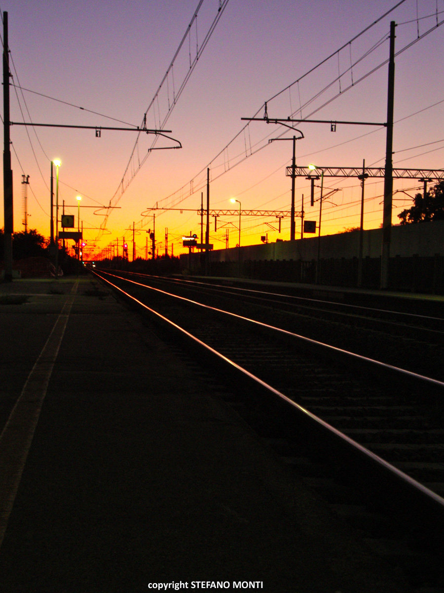 sunset on railway track...