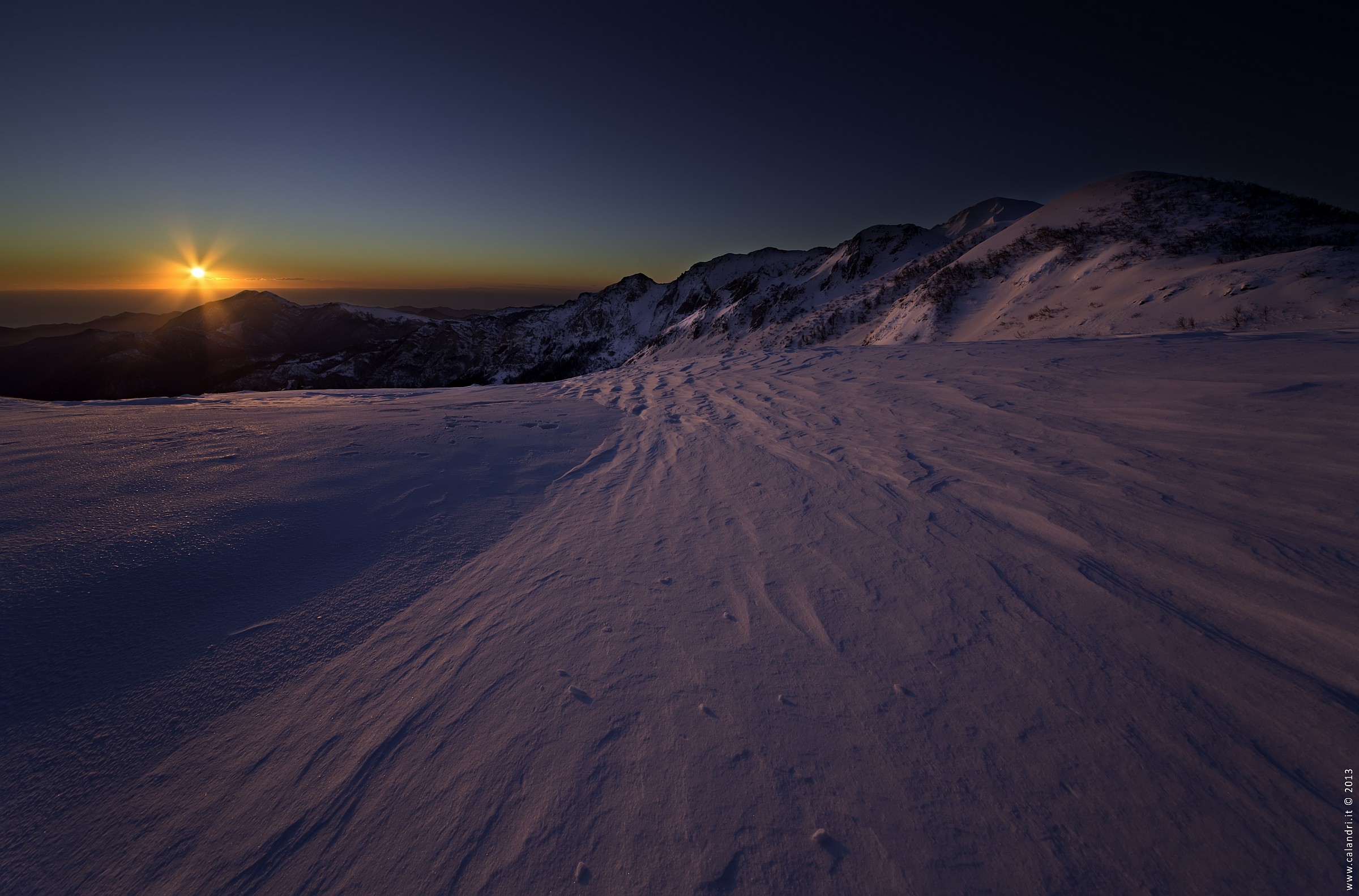 Sunrise over the sea to 2000 meters...