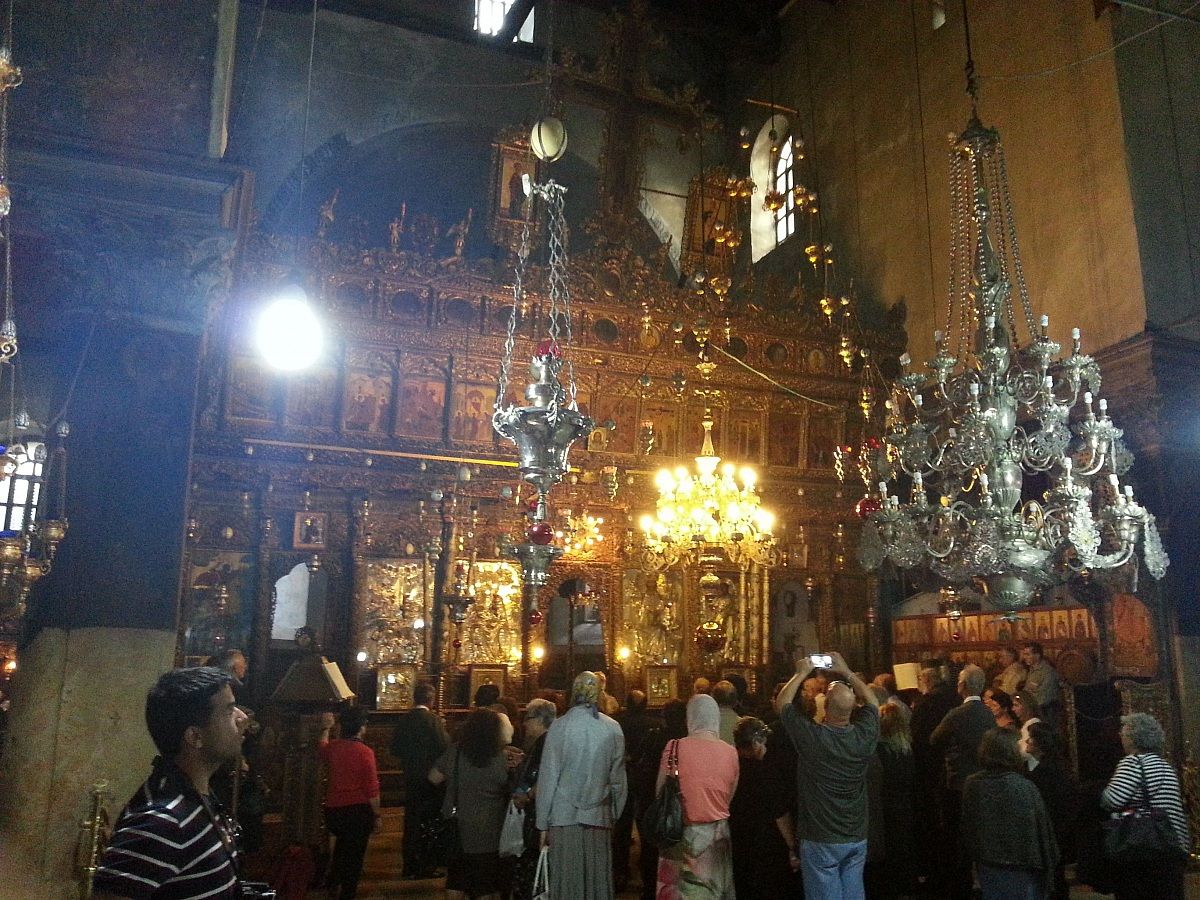 Inside the Church of the Nativity in Bethlehem...