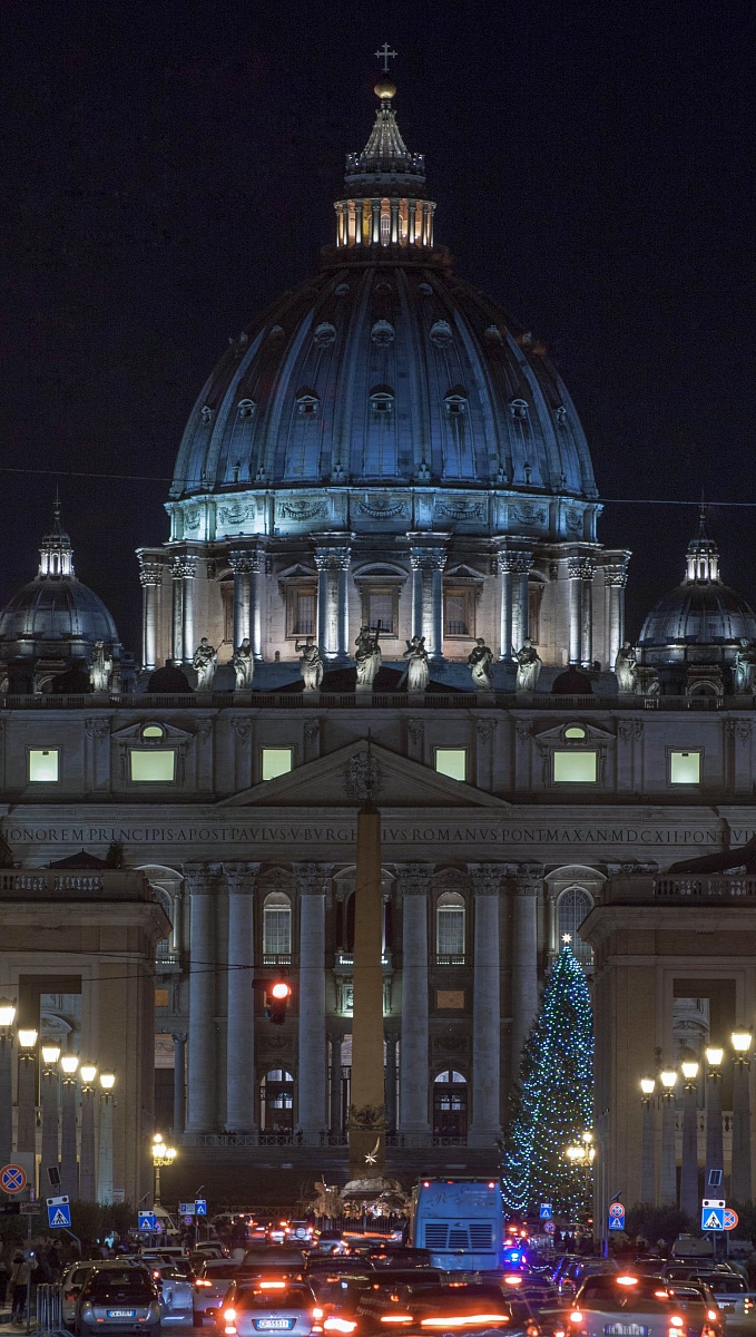 saint peter's basilica at night...