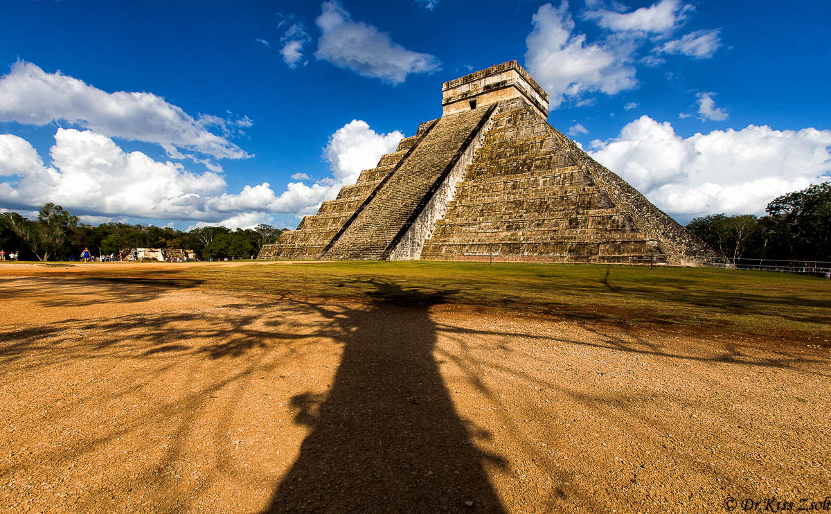 Pyramid of Kukulkan with a shadow of an old tree...