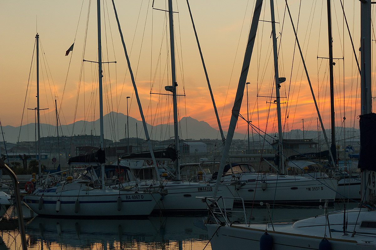 Boats at sunset. Marina Pescara (Abruzzo)...