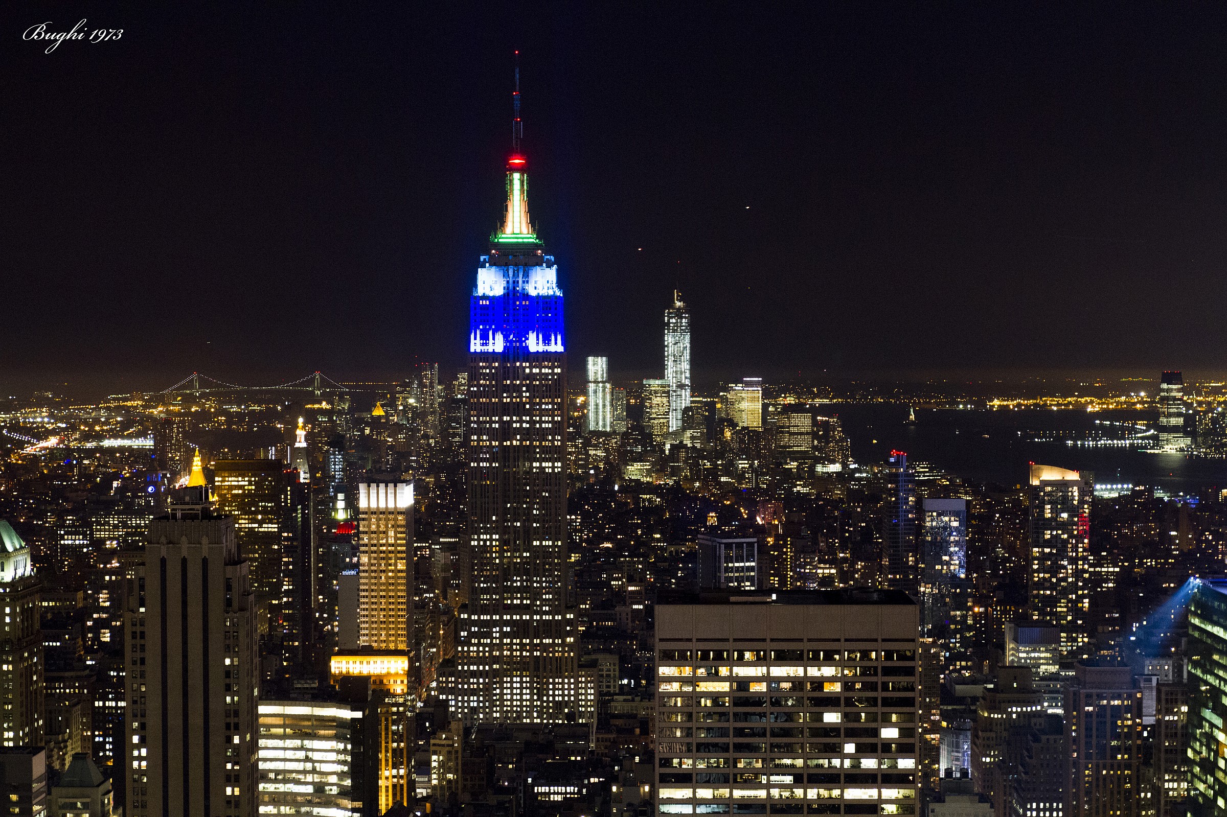 Skyline from Rockefeller Center by Night NYC...
