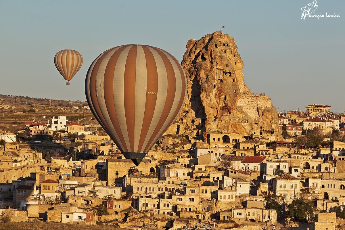 Hot air balloons above Ortahisar...