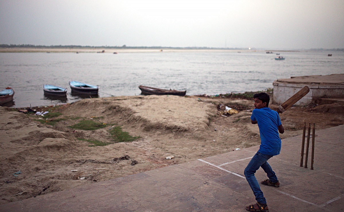 playing cricket along the Ganges...