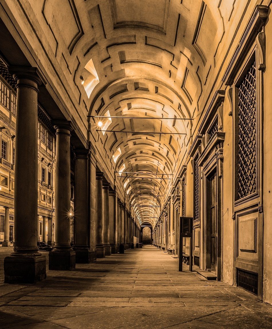 Corridor of the Uffizi Gallery - Florence...