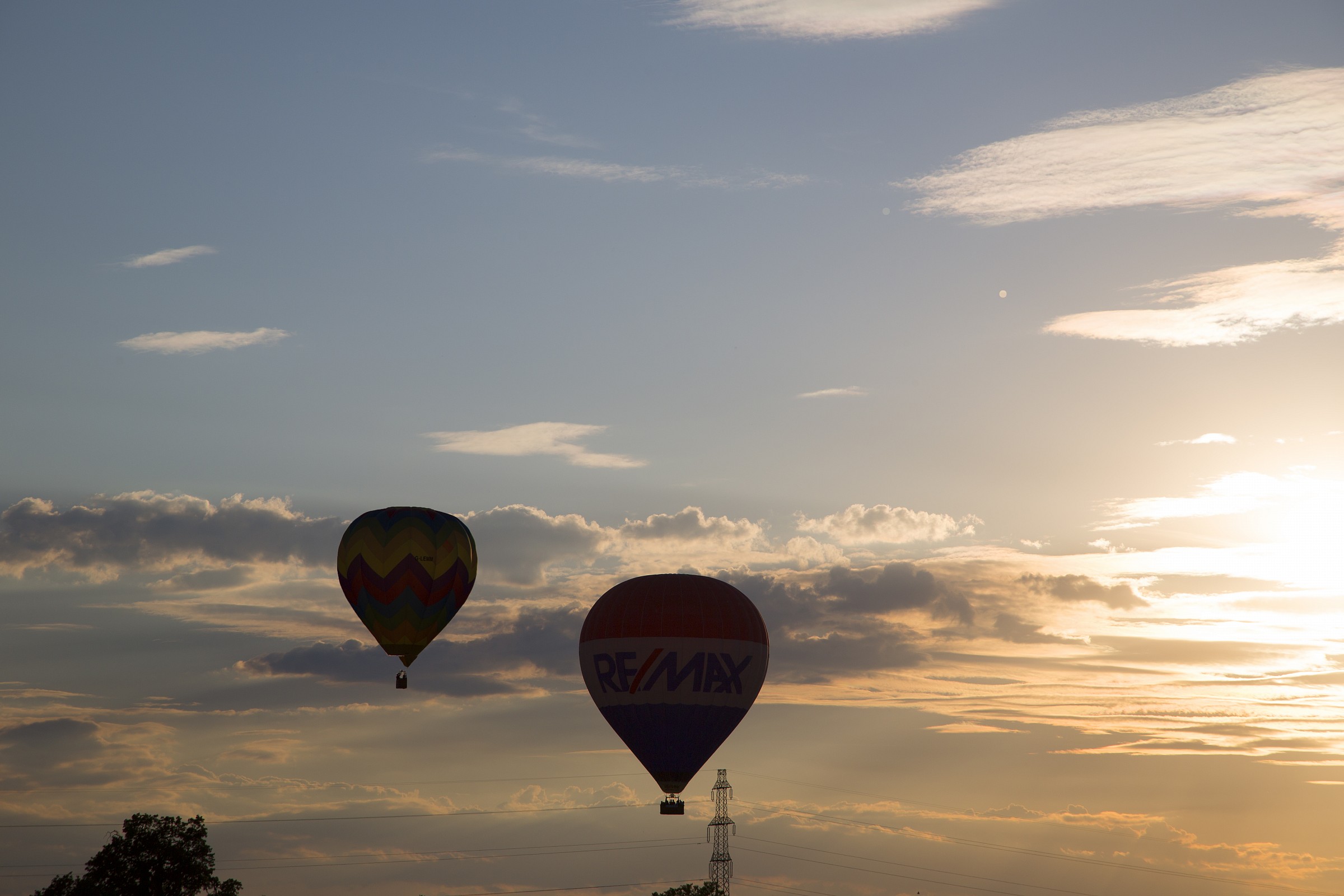Hot air balloons at sunset...