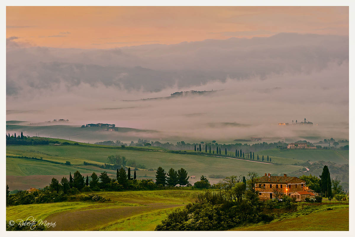 Misty dawn in the Val d'Orcia...