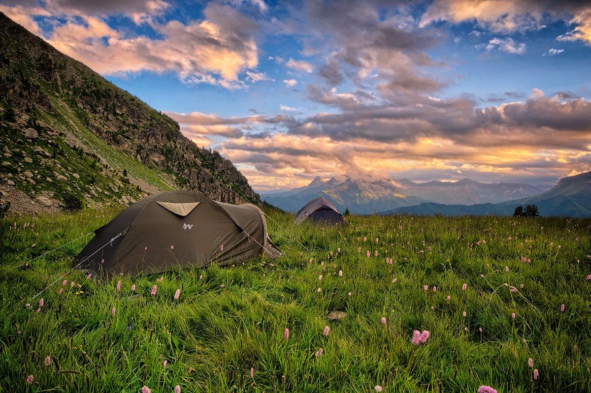 Camping at sunset...
