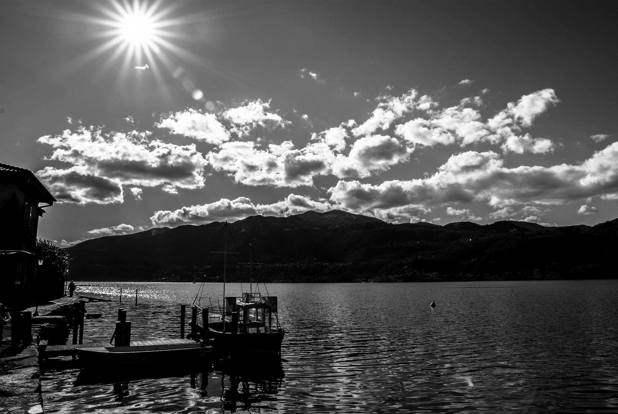 Orta lake in black and white...